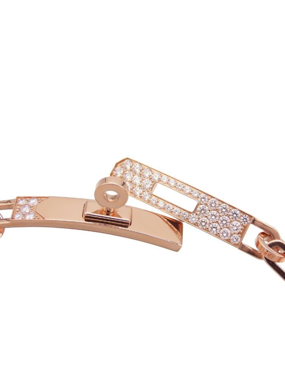Hermes Kelly Chaine Pink Gold 18k Diamond ST Bracelet - Picture 6 of 9
